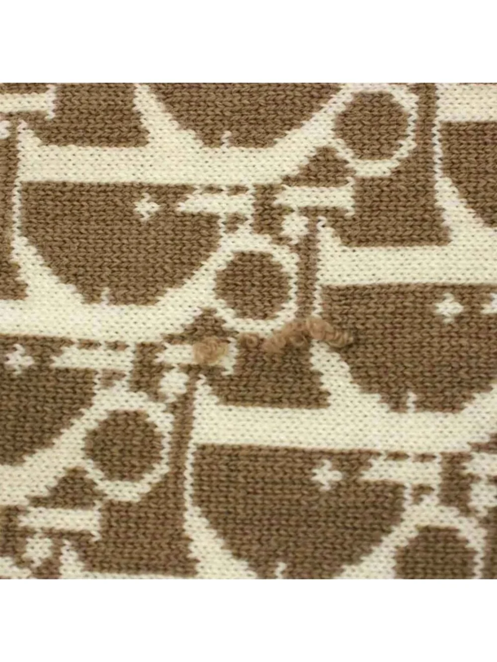 Dior Scarf Shawl All Over Print Wool Ivory Brown